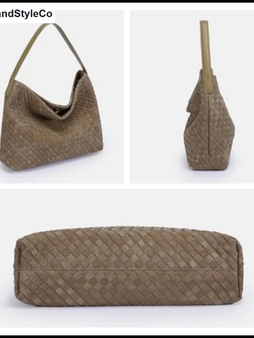 Woven Suede Hobo Bag Women Slouchy Shoulder Crossbody Tote Purse